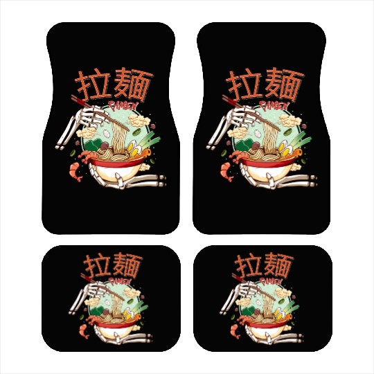 skeleton hands eating ramen noodle soup bowl art Car Mats