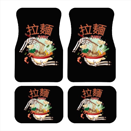 skeleton hands eating ramen noodle soup bowl art Car Mats