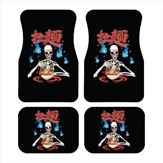 skeleton eating ramen japan noodle soup bowl art Car Mats