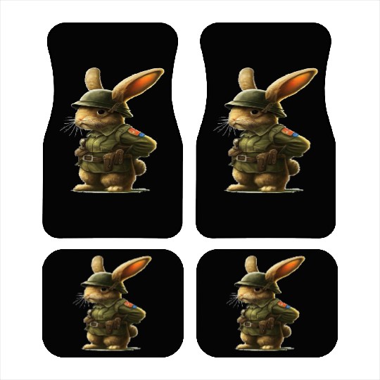 Courageous Bunny Soldier Car Mats