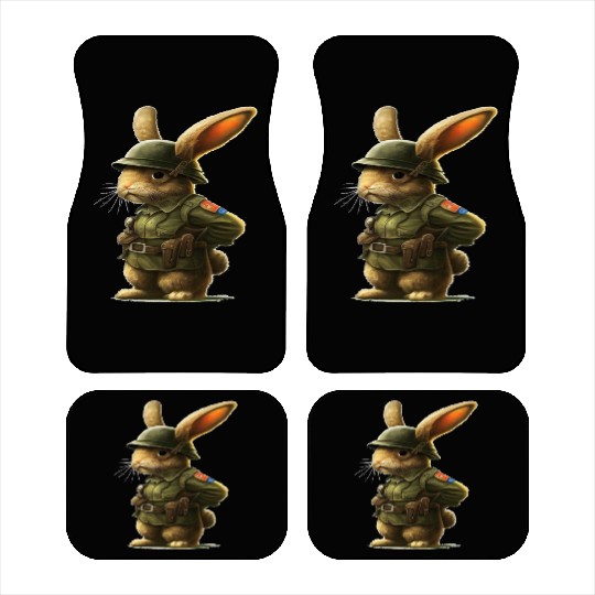 Courageous Bunny Soldier Car Mats