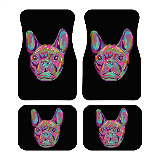 French Bulldog Frenchie head Pop art style Car Mats