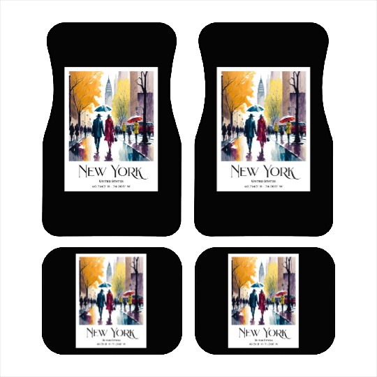 Couple walking in the streets of New York City Car Mats