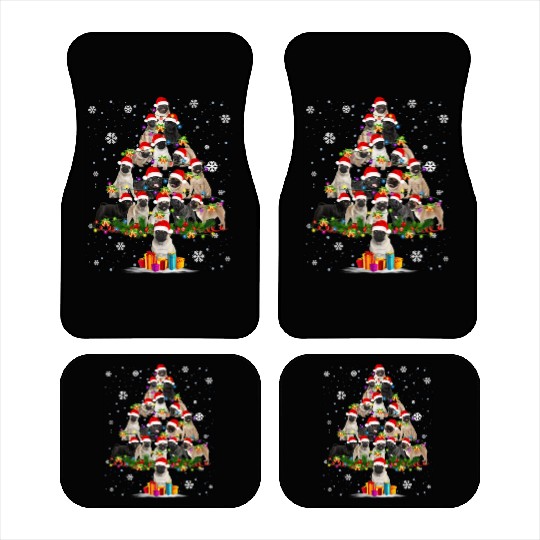 Pug Dog Tree In Snow Santa Car Mats