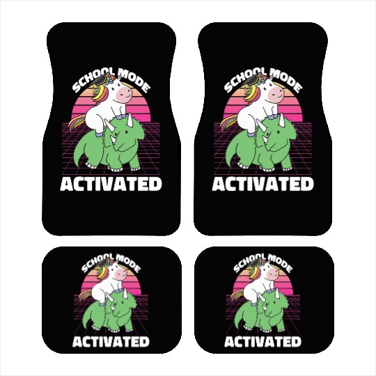 Student Unicorn Triceratops Dino Back To School Car Mats