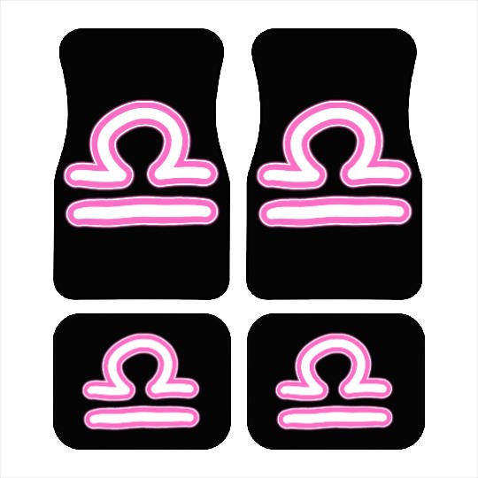 Libra Zodiac Sign Neon Pink Car Mats