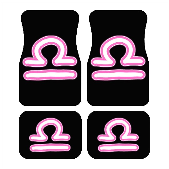 Libra Zodiac Sign Neon Pink Car Mats