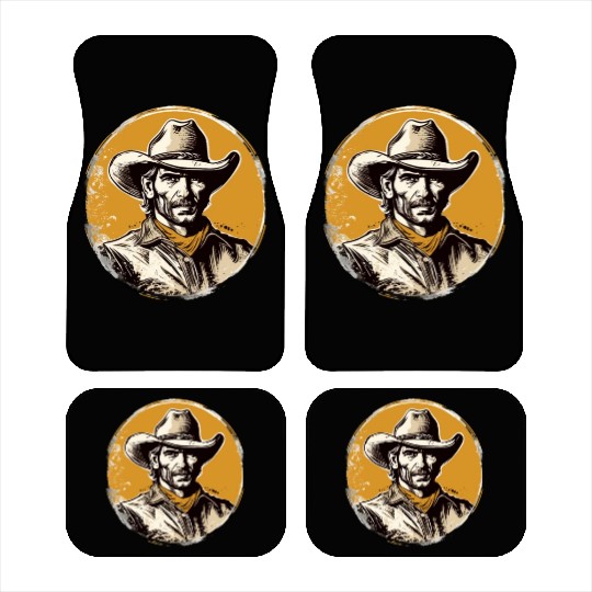Howdy Partner! Retro Vintage Wild West Cowboy Car Mats