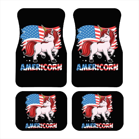 Americorn Unicorn America Party Independence Day Car Mats
