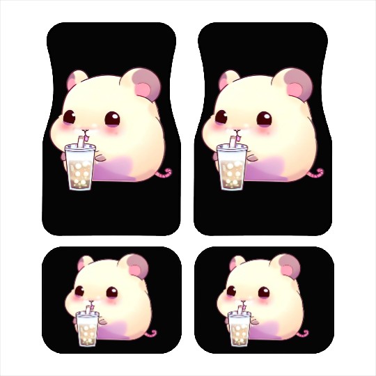 Kawaii hamster with bubble tea Car Mats