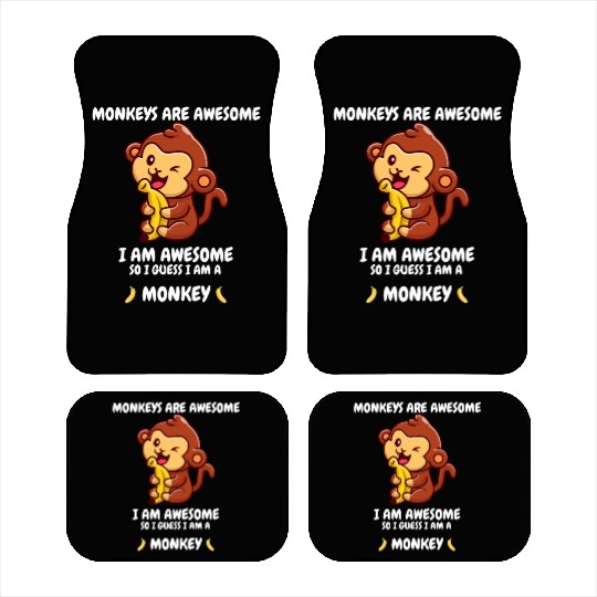 Cute monkey with a banana Car Mats