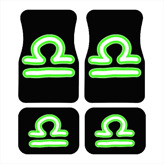 Libra Zodiac Sign Neon Green Car Mats