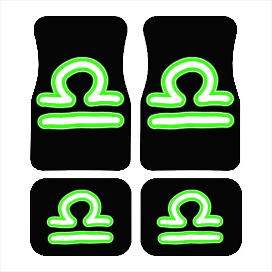 Libra Zodiac Sign Neon Green Car Mats