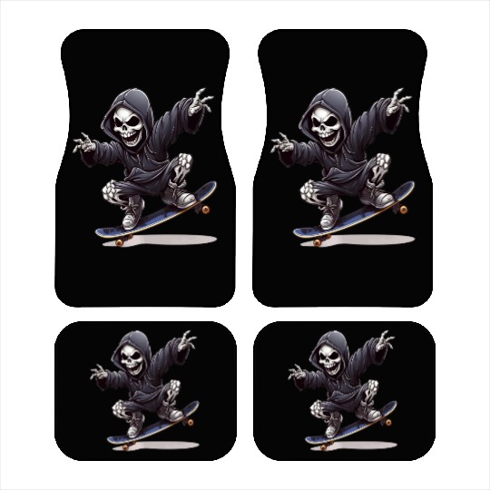 Grim Reaper Shreds the Streets: Skateboarding for Car Mats