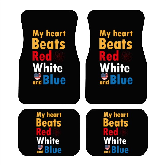 my heart beats red white and blue Car Mats