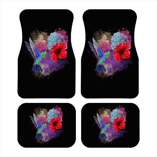 Pretty Bird Animal Hibiscus Flower Hummingbird Car Mats