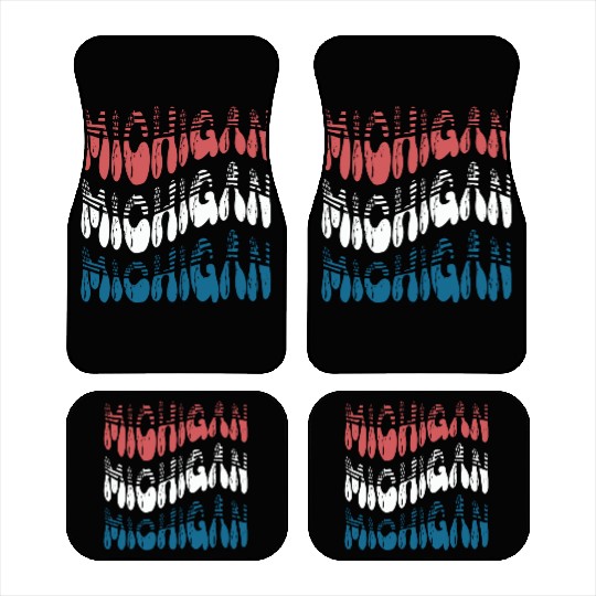 Michigan Red White Blue Cute Groovy Car Mats