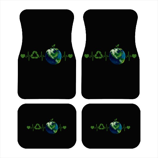 Heart Beat Earth Day Recycle Love Earth Day Annive Car Mats