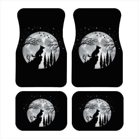 German Shepherd Dog Full Moon At Night German Shep Car Mats