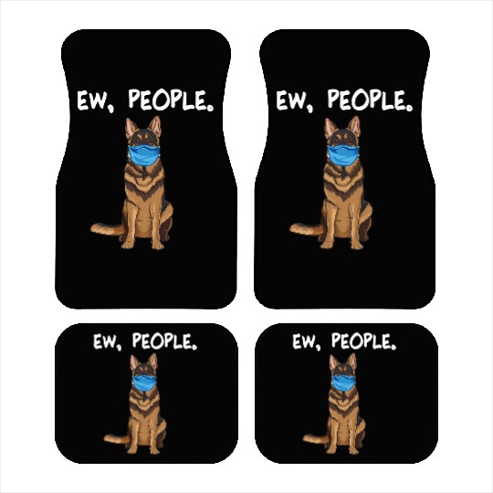 German Shepherd Ew People Dog Wearing Face Car Mats