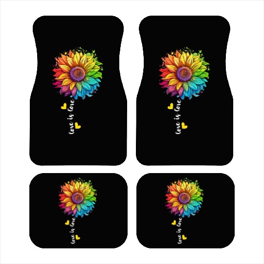 Rainbow Sunflower LGBTQ Lover Pride Community Pun Car Mats