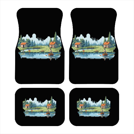 Fisherman Nature 8-bit style Car Mats