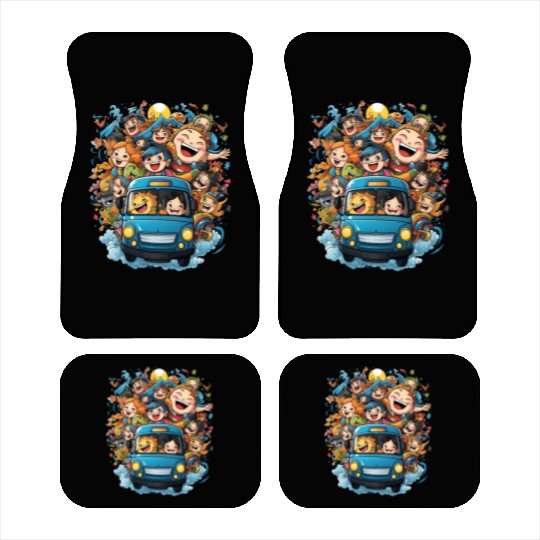 Back to School Pre-K Kindergarten School Bus Car Mats