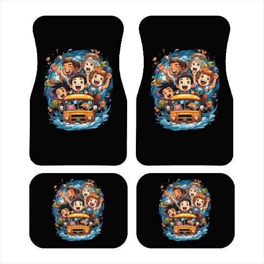 Back to School Pre-K Kindergarten School Bus Car Mats
