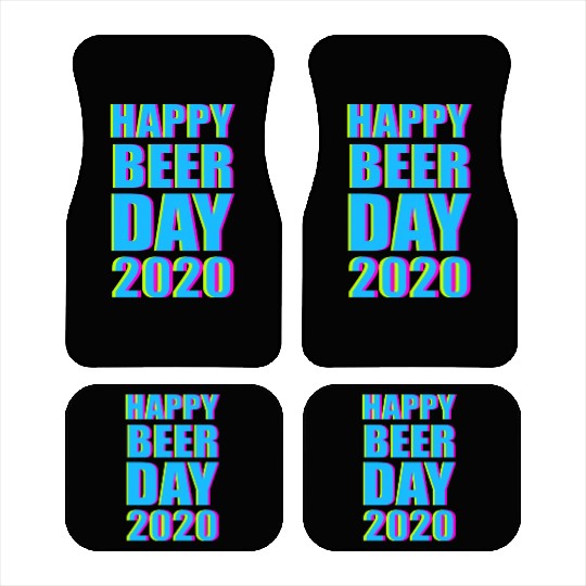 Minimalist Happy Beer Day 2020 Neon Typography Car Mats