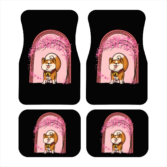 Cherry Blossom Car Mats, Shiba Inu Dog Sakura Kawaii