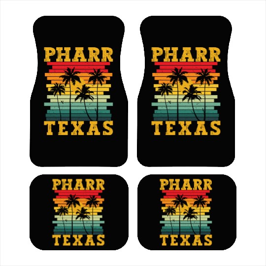 Retro Pharr Texas Tx Tropical Summer Palm Trees Us Car Mats