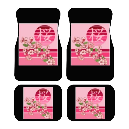 Cherry Blossom Car Mats, Sakura Flowers Kanji Pocket
