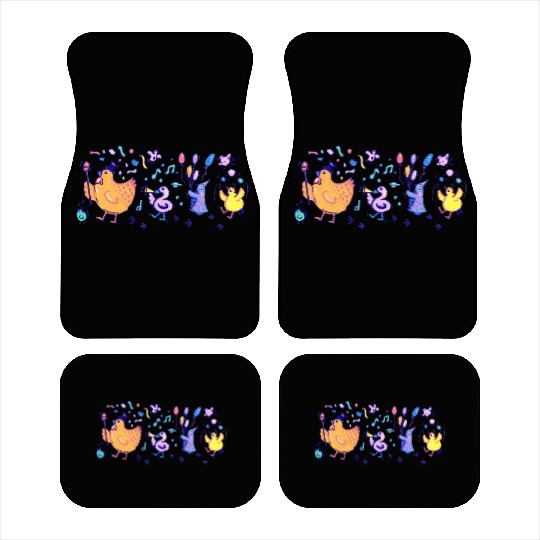 Colorful Bird Party Parade In Acrylic Car Mats