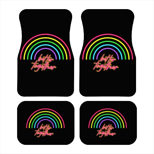 Better Together Neon Rainbow vintage Car Mats