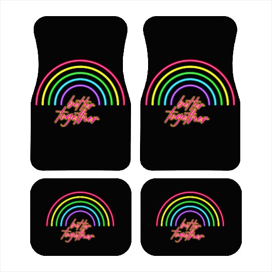 Better Together Neon Rainbow vintage Car Mats