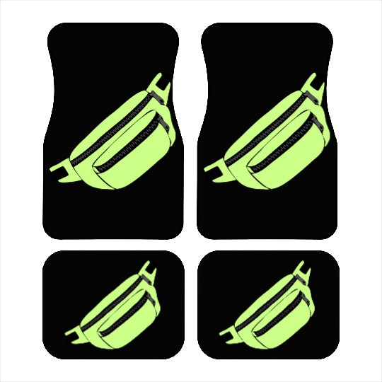 Lime Green Fanny Pack Illustration Car Mats