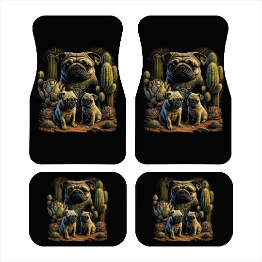 Paws in the Sands: A Charming Pug Family in the De Car Mats