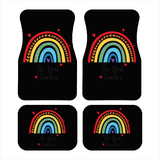 The Best Teacher rainbow Gift Heart Car Mats