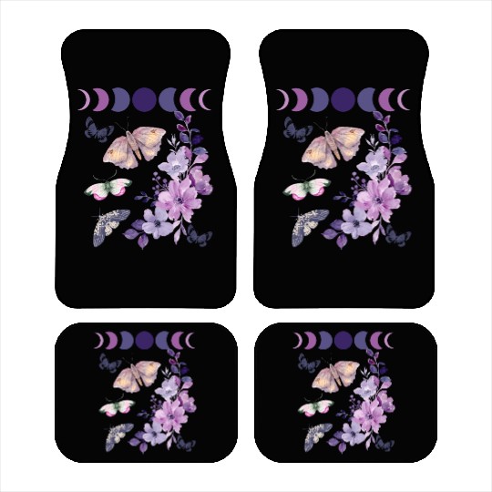Violet Purple Moon Moth Flower Car Mats