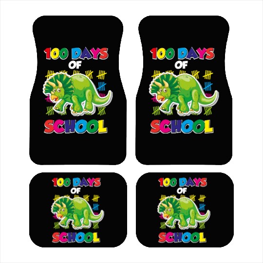 100 days of school green triceratops Car Mats