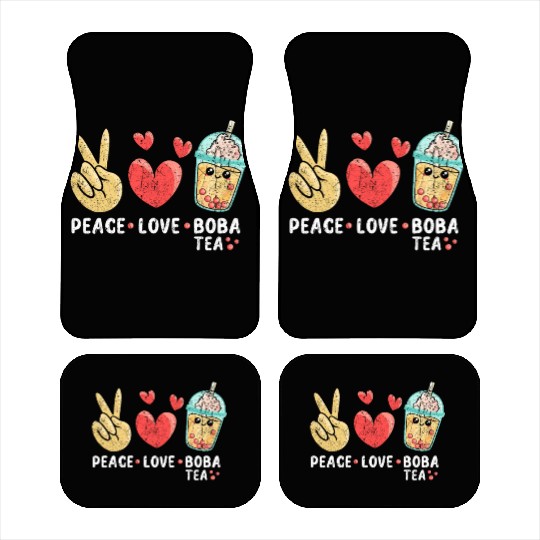 Peace Love Boba Tea Car Mats