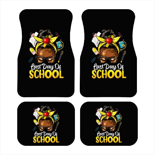 Teacher Black Afro African American Women Last Day Car Mats