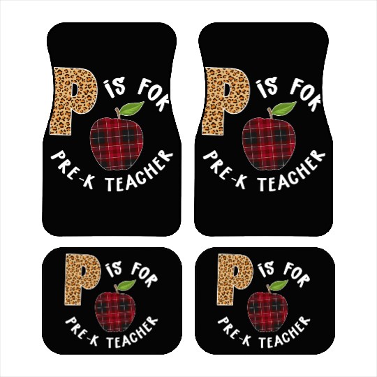 P Is For Pre K Teacher Leopard Buffalo Plaid T Car Mats