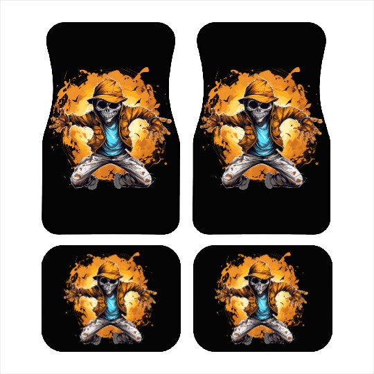 Halloween Skeleton Dabbing Hip Hop Car Mats