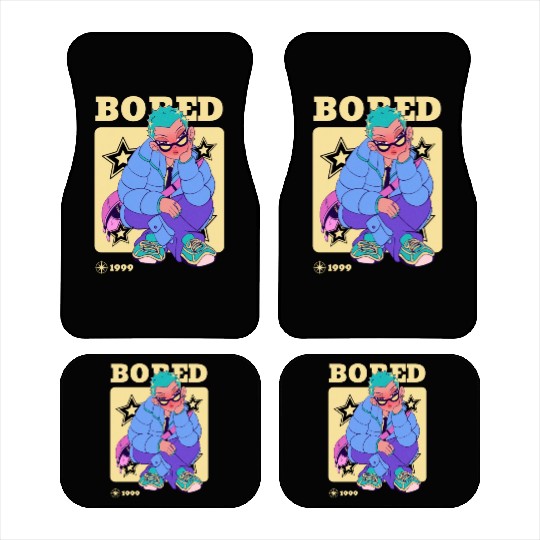 Black Cream Blue Y2K Anime Illustrated Bored Car Mats
