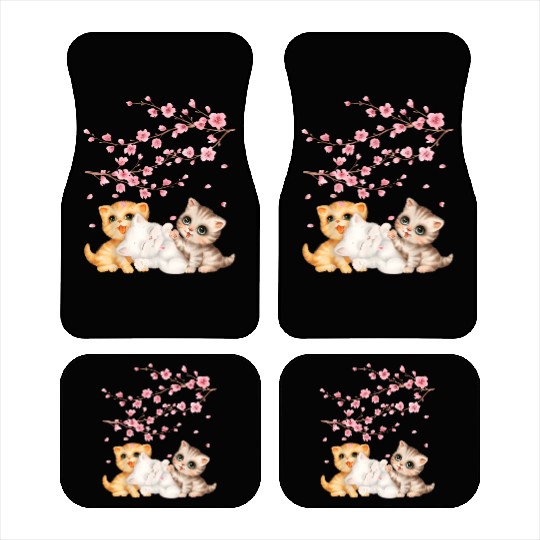 Kitten Lover Japanese Cherry Blossom Cat Art Car Mats