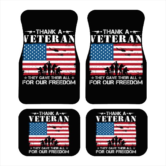 US Army Thank A Veteran American Flag Car Mats