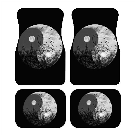 Yin and Yang of Moon and Sun in Black and White Car Mats