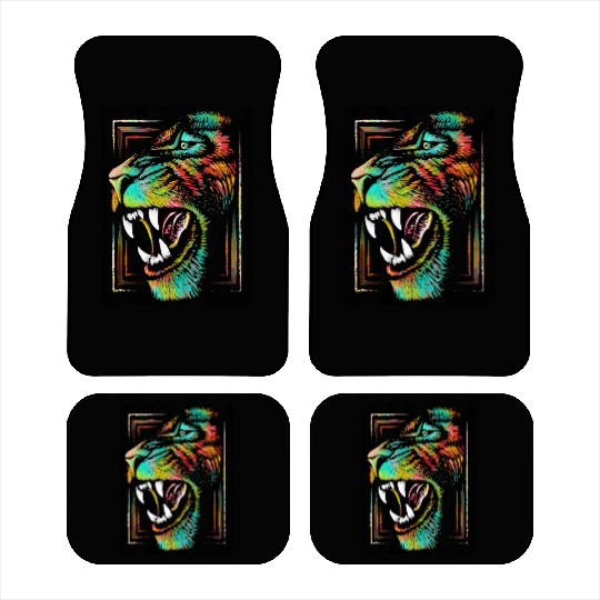 Colourful Roaring Lion Poster - Lion Head Poster Car Mats