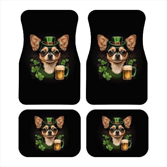 Chihuahua | St. Saint Patricks Day Beer Shamrock Car Mats